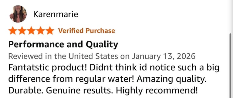 Five-star verified product review by Karenmarie praising fantastic quality and amazing results, posted January 13, 2026